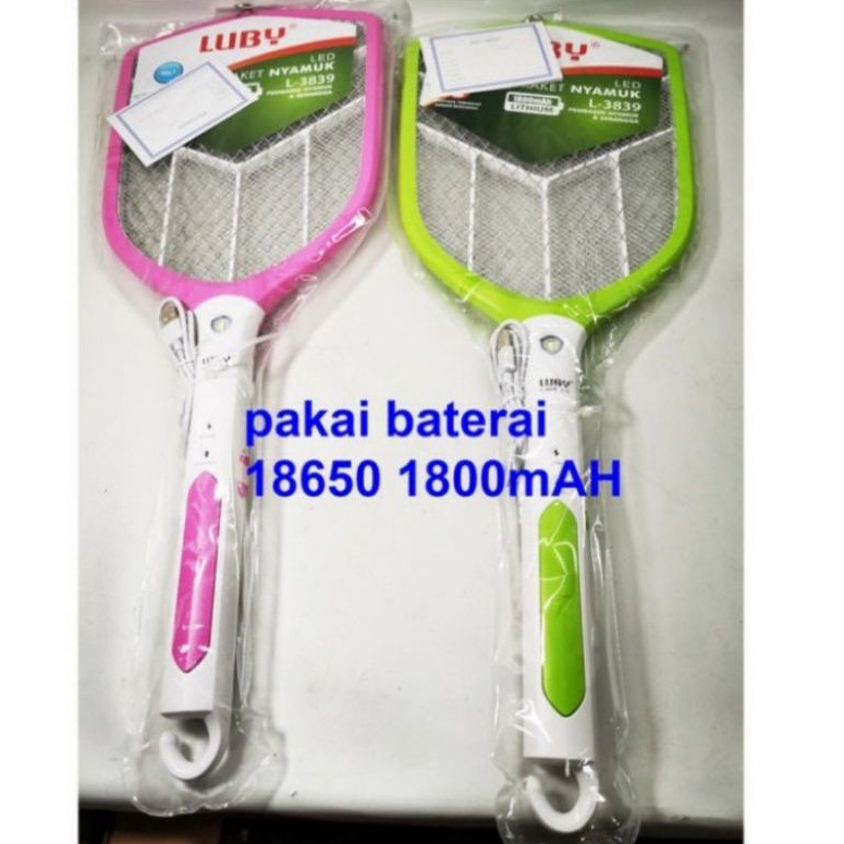 Raket Nyamuk Listrik Luby L-3839 Baterai Luthium 18650-1800mAh