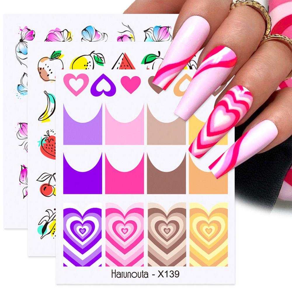 AUGUSTINA Agustina Self-adhesive Nail Decals Bunga Daun Musim Semi DIY Nail Art Dekorasi Hijau Mereka Kuku Slider Manicuring Stiker