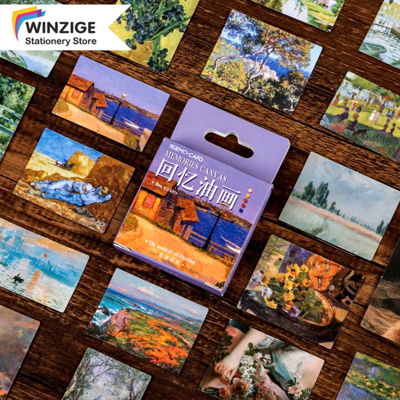 

Painting Stickers Set Retro Decor Stickers For Bujo Journal Gift Decor Vintage Oil 45Pcs