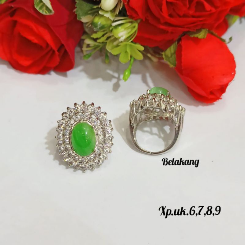 Cincin permata oval warna Dewasa dasar silver,variasi batu warna permata zircon menawan tidak karat