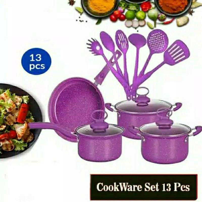 Panci  VIPPO 1834 , GSF 1831 , 13 PCS  , 2432 Cookware Set 13 Pcs - Panci Set Spatula Teflon All In One