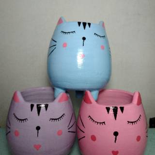  Pot  gerabah  lukis motif kucing Shopee Indonesia