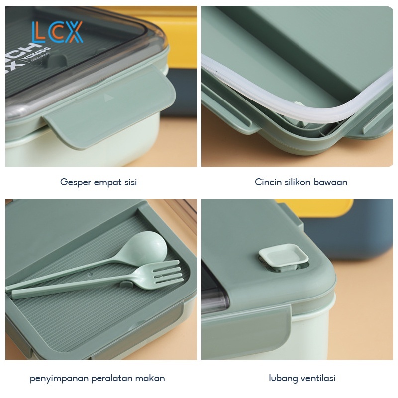 LCX Jerami Kotak Bekal Single-Layer Lunch Box kotak Makan Kapasitas Tempat Bkal