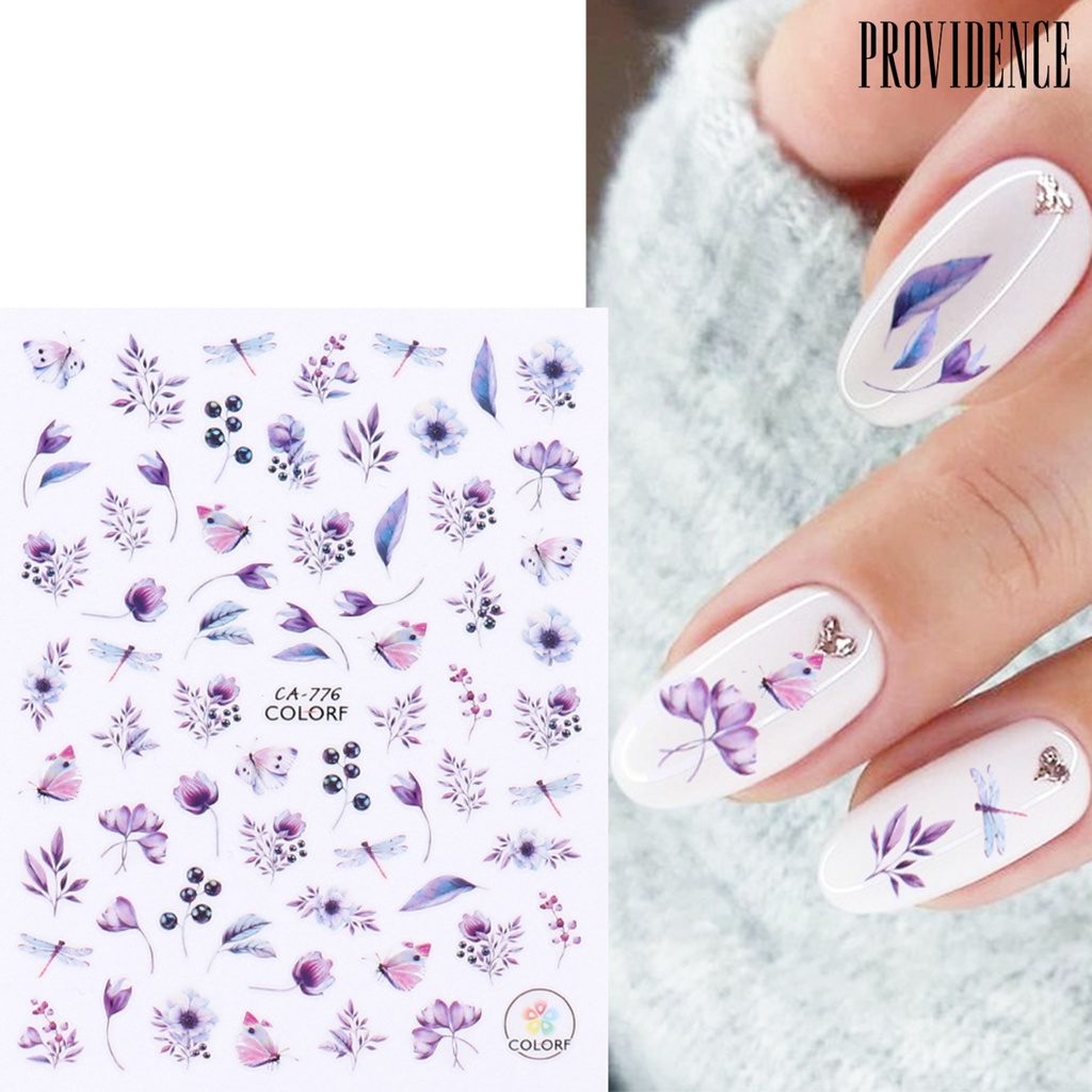 Providence Stiker Kuku Motif Bunga / Daun / Burung / Butterfly Untuk Dekorasi Nail Art / Manicure DIY