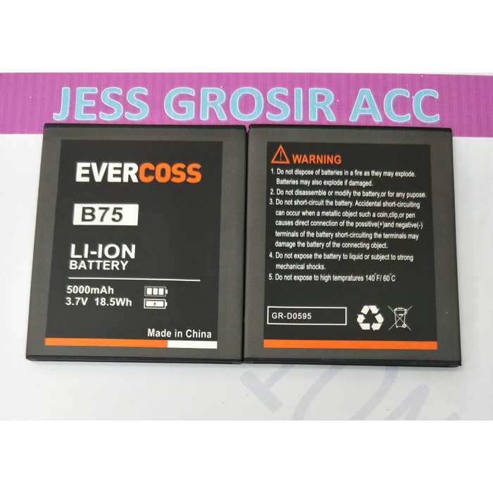 Baterai Battery Batre Double Power Evercross B75 , B75A Winner Y3 Plus