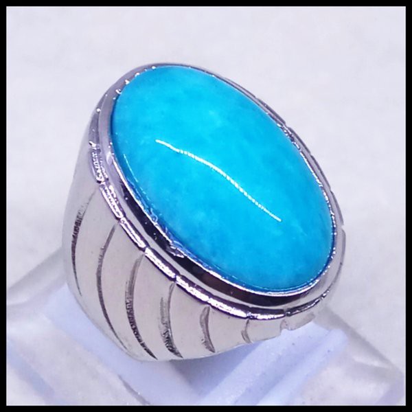 CINCIN BATU AKIK NATURAL BLUE AMAZONITE HIGH QUALITY LIKE BACAN BLUISH KILAU MULUS MANTAP!!