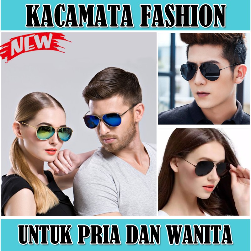 Kacamata Fashion Pria Wanita Model Aviator Lens Transparan multicolor Kaca mata Aviator Unisex