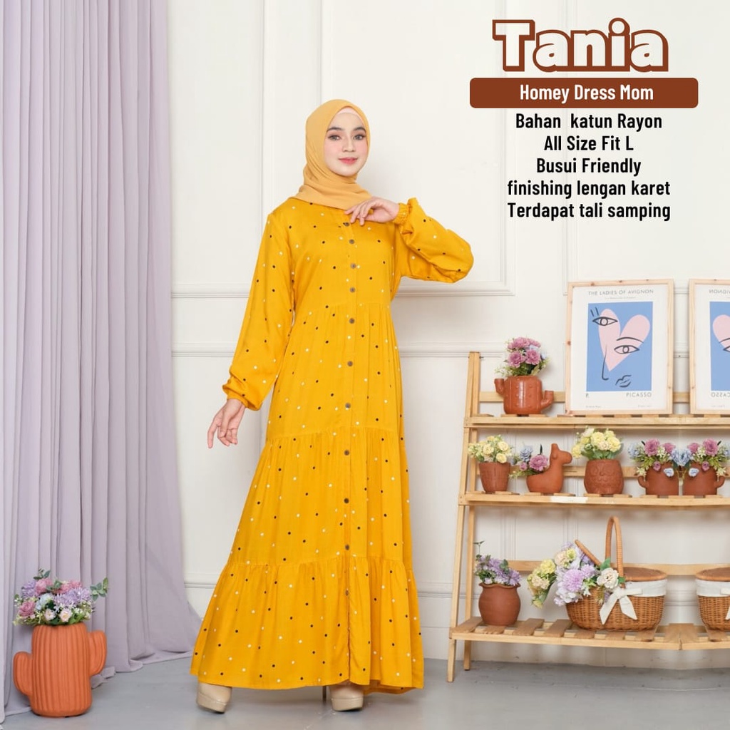 TERMURAHH!!! HOMEY DRESS GAMIS DEWASA MOTIF POLKA TANIA BAHAN KATUN RAYON PREMIUM NYAMAN DIPAKAI | BISA COD