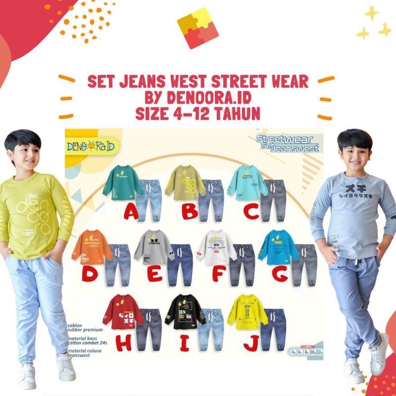 set jeanswest DENOORA usia 4-12th/ setelan joger anak denoora/ set denoora/ set jeans denoora