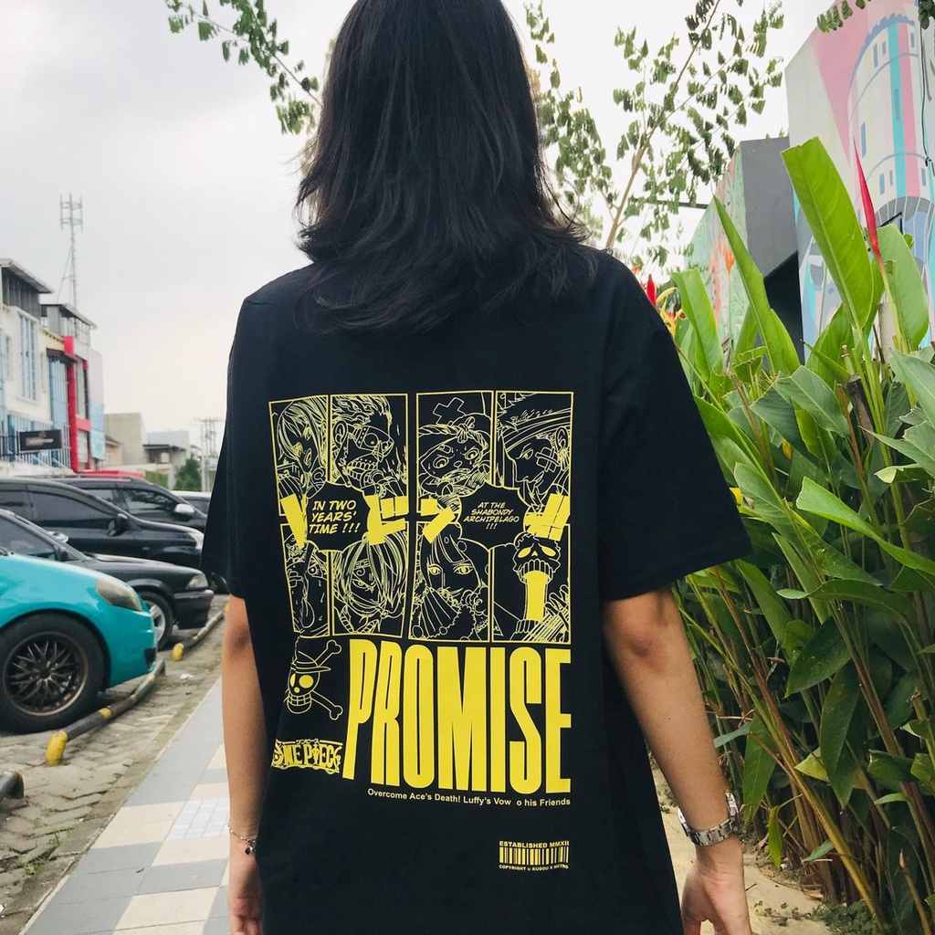 Kaos One Piece Promise 2 Years Gold Anime Manga OnePiece Premium Unisex