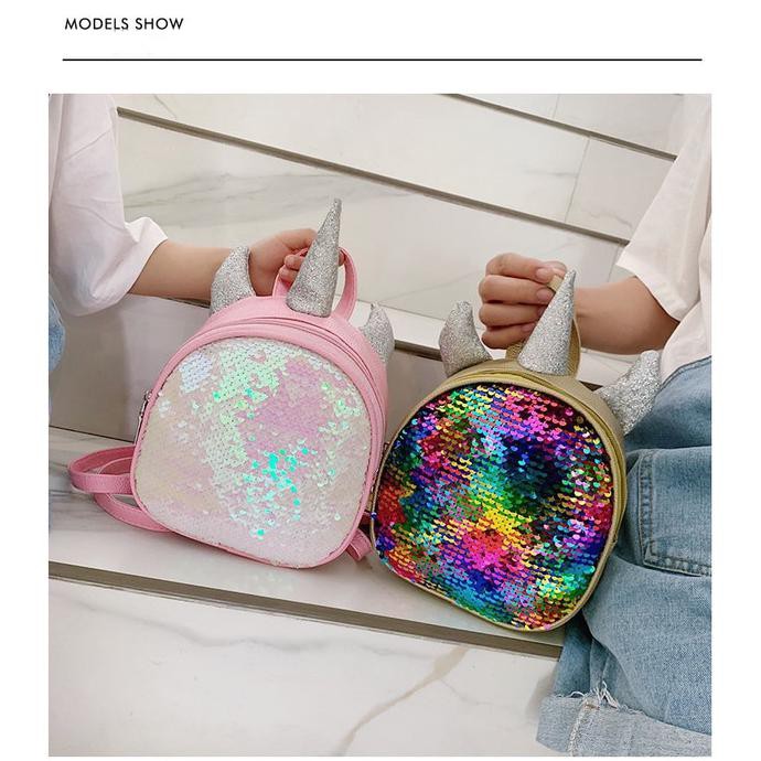 Tas Ransel Unicorn Sequin Kecil TU002 Backpack punggung anak bling