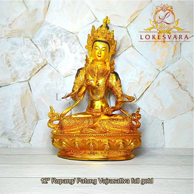 Patung Rupang Arca Logam Vajrasattva 12inch Full Gold