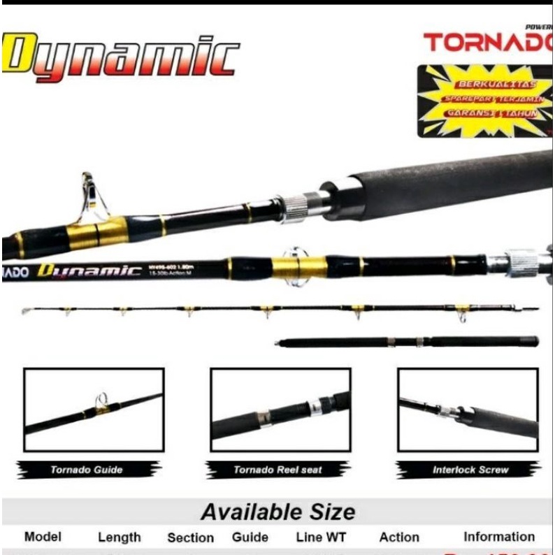 joran jigging  fiber padat kaku tornado dynamic 180