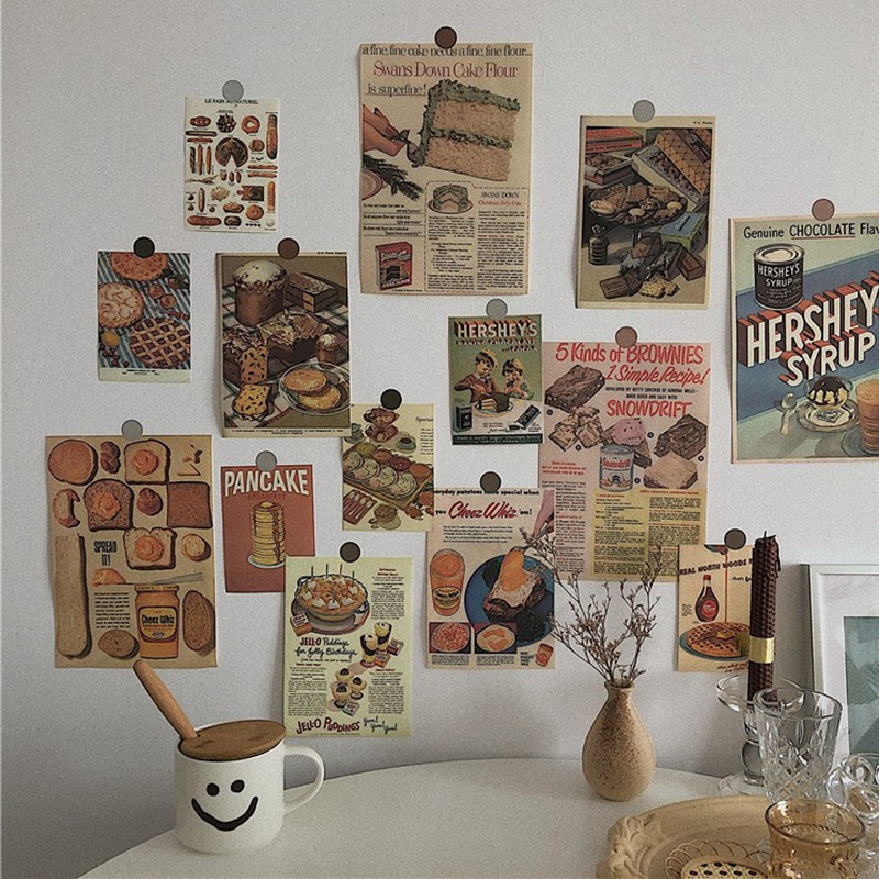 【COD Tangding】INS Vintage Poster Gourmet Bread Background Wall Decoration Card