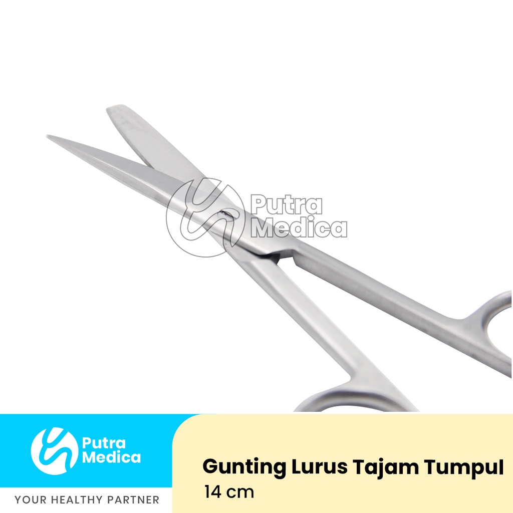 Gunting Jaringan Bedah Operasi Medis Lurus Tajam Tumpul 14cm / Surgical Scissor Stainless Steel