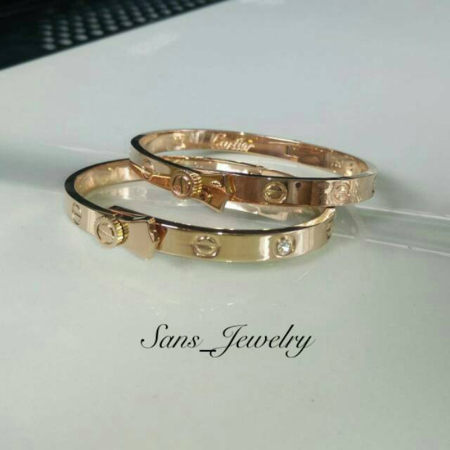 Promo Gelang Cartier New Stainless Titanium Rosegold Perhiasan Korea Anti Karat & Hitam Adc Gfs Tgb