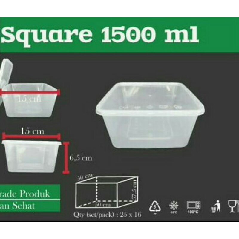 Thinwall 1500 ML Square Kotak 25 Pcs