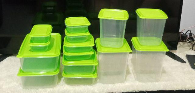 Calista Otaru Bening Isi 14 Pcs (7 Set) / Toples Plastik / Tempat Makanan / Container / Warna Hijau