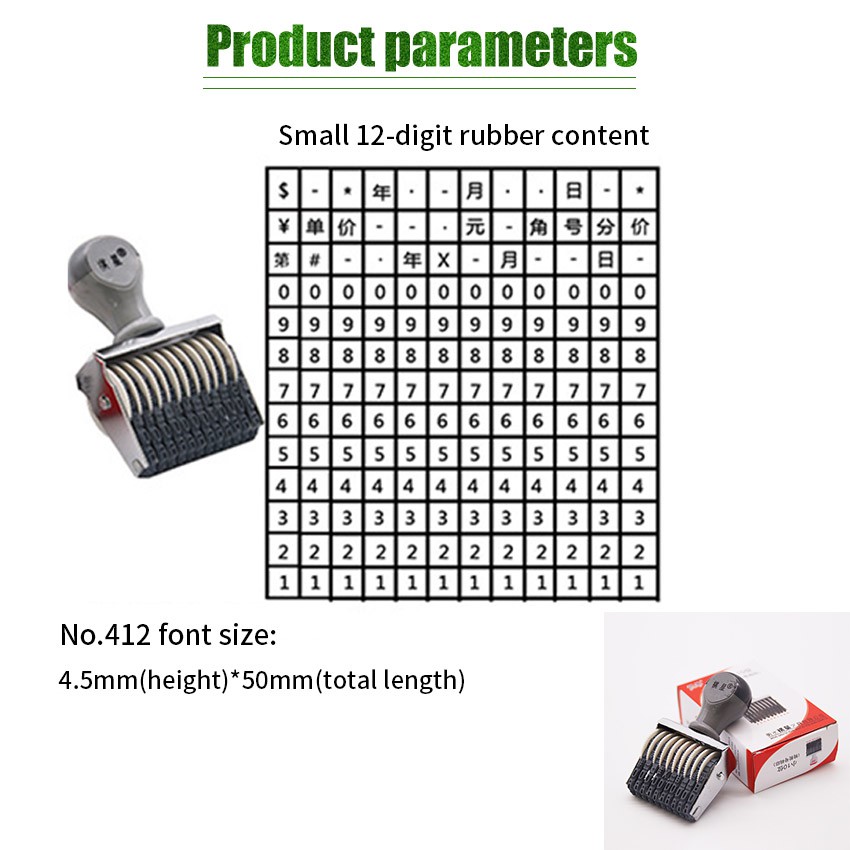 Lyn 12 Digits Stempel Lunas + Tanggal Date Stamp Nomor 0-9 Ukuran 4.5Mm Stempel Manual Huruf Angka