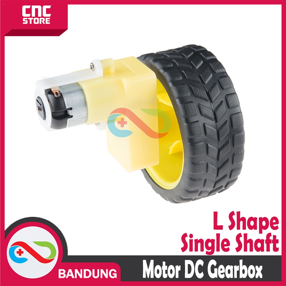 MOTOR DC GEARBOX L SHAPE SINGLE SHAFT SMART CAR + RODA