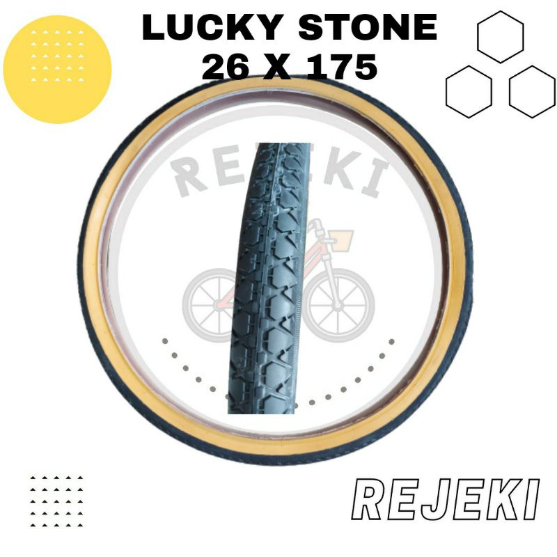 BAN LUAR  sepeda mtb 26 X 175 LUCKY STONE HITAM KUNING