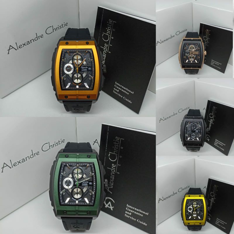 Jam Tangan Pria Alexandre Christie 6598 AC6598 AC 6598 Tali Karet / Rubber