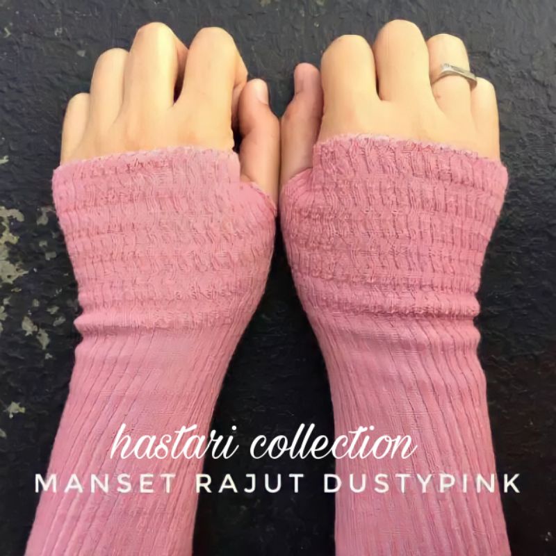 Handsock rajut / manset tangan45 cm rajut polos lubang jempol premium