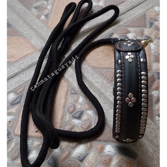 KALUNG DAN TALI ANJING BERBURU UKURAN DEWASA ASLI KULIT