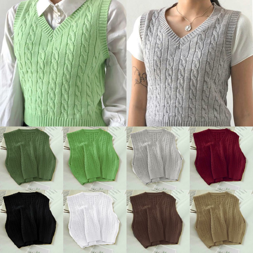 DISKON VEST RAJUT CABLE -  cable rajut / vest cardi / vest rajut / vest cwe / vest crop