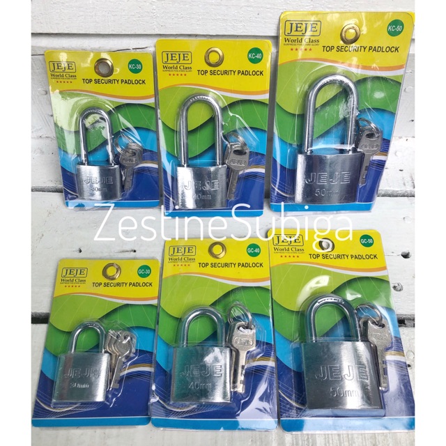 Gembok Padlock Pendek S / Panjang L 30 / 40 / 50 JEJE