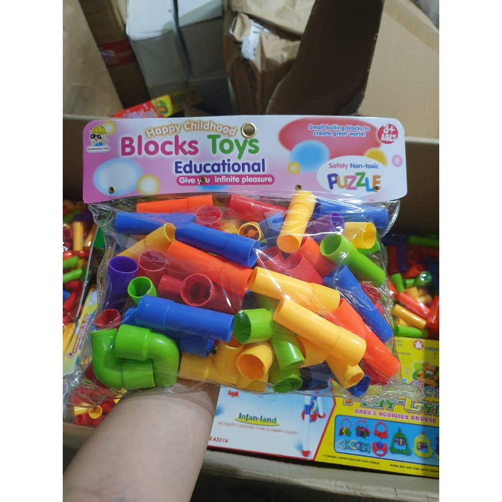 Mainan Anak BLOCK PIPA MAINAN EDUKASI EDUKASI PUZZLE Balok Susun BLOCK BRICK - A004