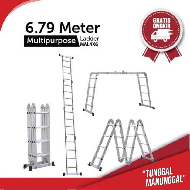 Tangga Lipat Aluminium Multipurpose 6,79 Meter Tangga Lipat Multifungsi