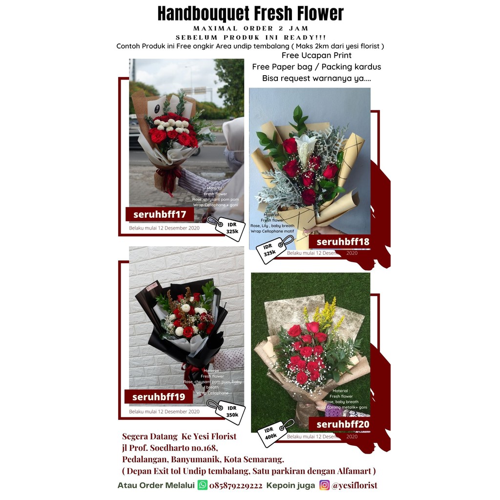 free ongkir ll handbouquet roses fresh flower yesi florist semarang ll roses premium