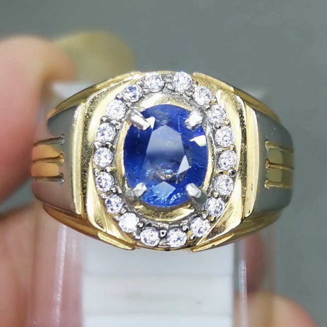 Cincin Batu Akik natural Blue Safir Ceylon Bagus Asli