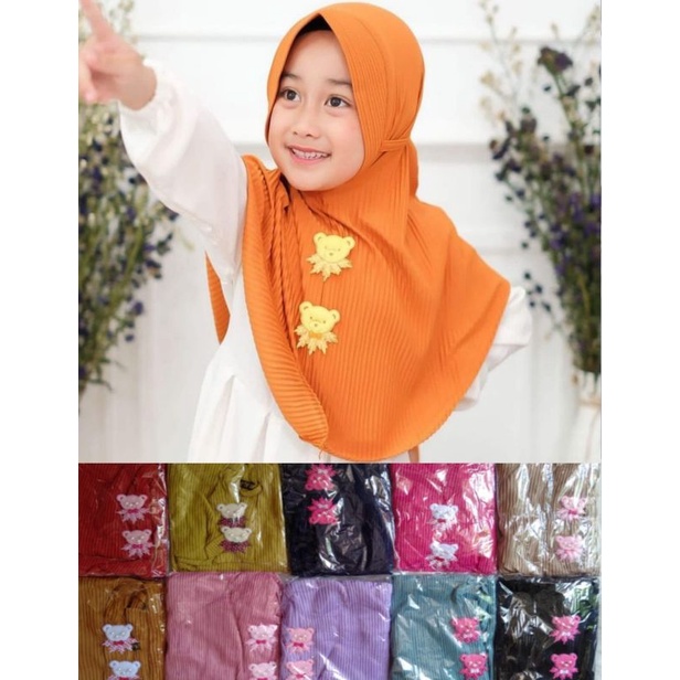 Hijab Jilbab anak plisket/KERUDUNG BERGO ANAK PLISKET PET BONEKA
