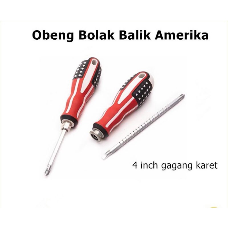 Obeng bolak balik 2way karet