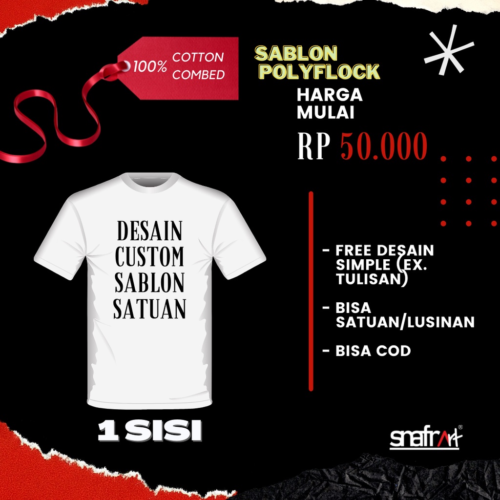 SABLON KAOS TIMBUL BELUDRU POLYFLOCK BISA DISETRIKA CUSTOM SATUAN 1 SISI
