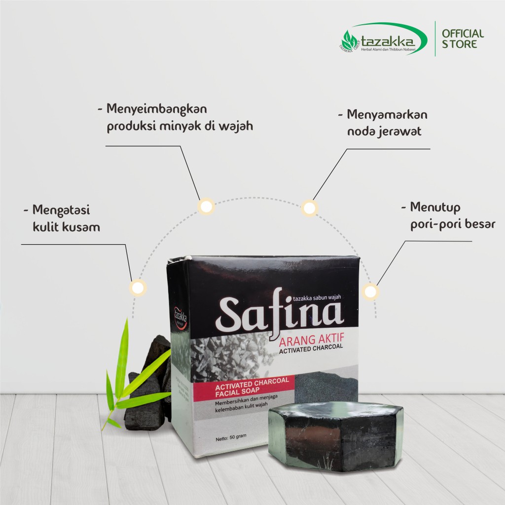 SABUN ARANG BAMBU Safina Herbal Tazakka Sabun Muka Pembersih Wajah ORIGINAL Halal BPOM.