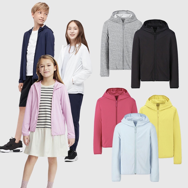 Uniqlo Jacket Jaket Hoodie Airism anti UV anak laki perempuan (unisex) original 4 5 6 7 8 9 10 11 12