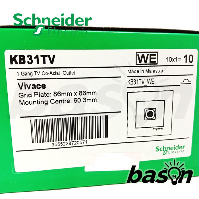 SCHNEIDER Vivace 1 Gang TV Co-Axial Outlet - Soket Televisi