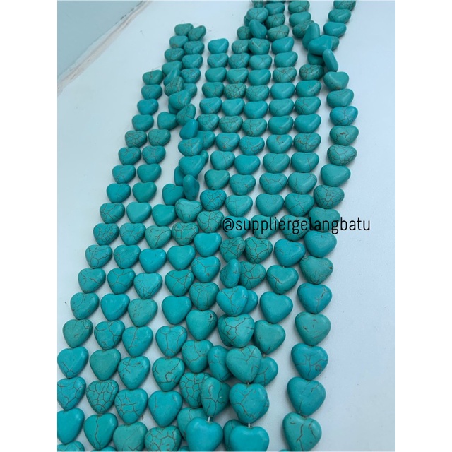 bongkah rough Batu PIRUS BIRU LOVE HATI 20mm acc bandul gelang kalung