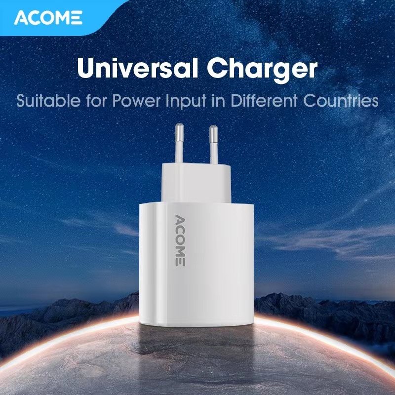 Charger ACOME ACG65 Charger GaN 65W High Power 2 Port Support All Fast-Charging Technology Garansi Resmi 1 Tahun