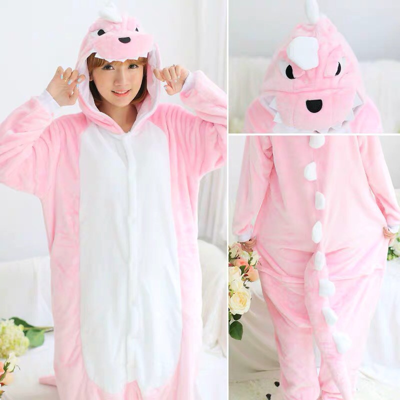 BAJU ONESIE DINO DINOSAURUS GODZILLA PINK PIYAMA KOSTUM BONEKA