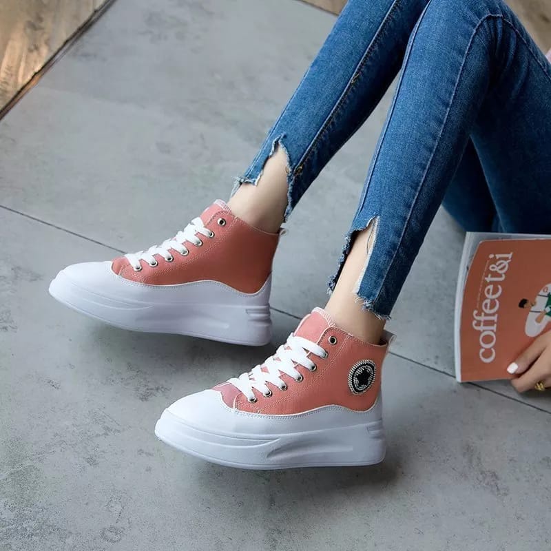 JURAGAN ONLEN - ALSTAR CONVRESE Boots Korean Style Sneakers IMMPORT Wanita Sepatu Semi Boot Bot Fashion Sneaker Tali Cantik Model Terbaru Paling Dicari Produk Lokal Kualitas Import-5