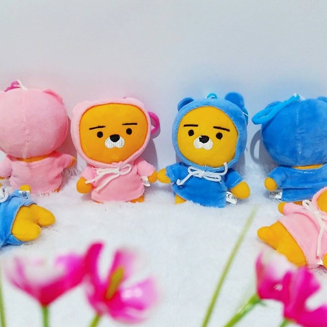 Kakao Friends Keychain Doll Bagcharm Pink Blue Boy and Girl Ryan Hoodie Gantungan Kunci Valentine