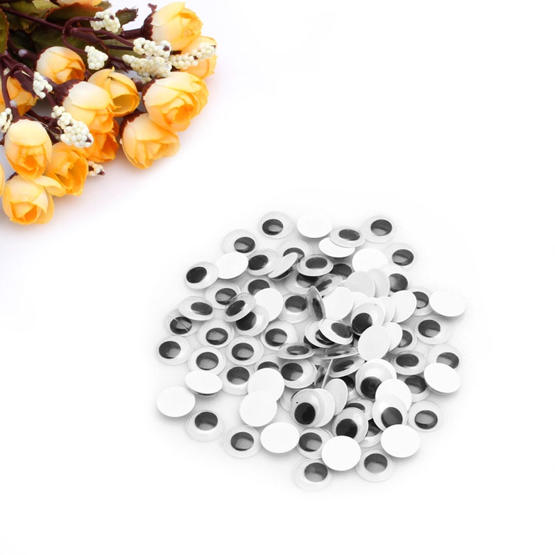 Mary 100PCS Wiggly Wobbly Googly Eyes Self-adhesive Scrapbooking Kerajinan Tangan