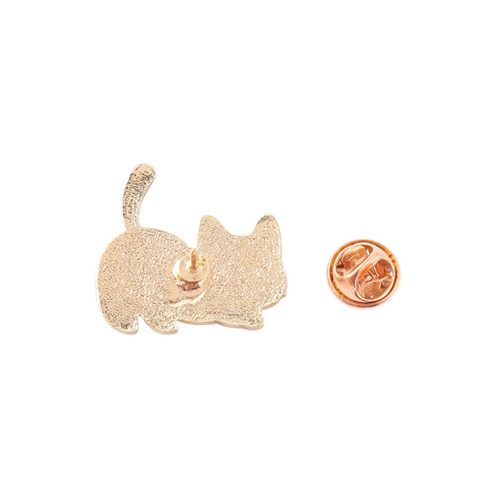 Bros Pin Enamel Bentuk Kucing Bahan Alloy Untuk Kerah Jaket Denim