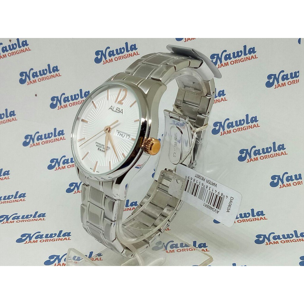 Alba AV3469X1 White Dial Rosel Gold Crown | Jam Tangan Pria AV3469