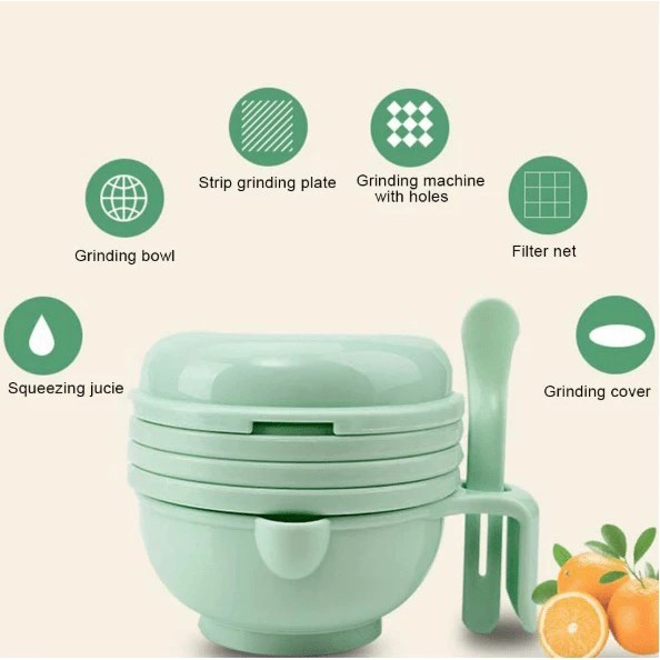 VnM021 | Alat Pembuat Makanan Mpasi Bayi / Baby Food Maker 9in1 Grinding Bowl / Perlengkapan Makan Mpasi Bayi