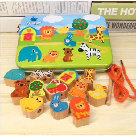Mainan Edukasi KALUNG Puzzle Kayu / Mainan Membuat Kalung Anak Menarik / Mainan Meronce Kalung Anak